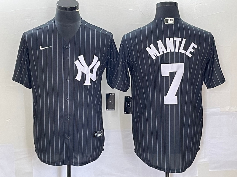 Men's New York Yankees Mickey Mantle #7 Black Jersey